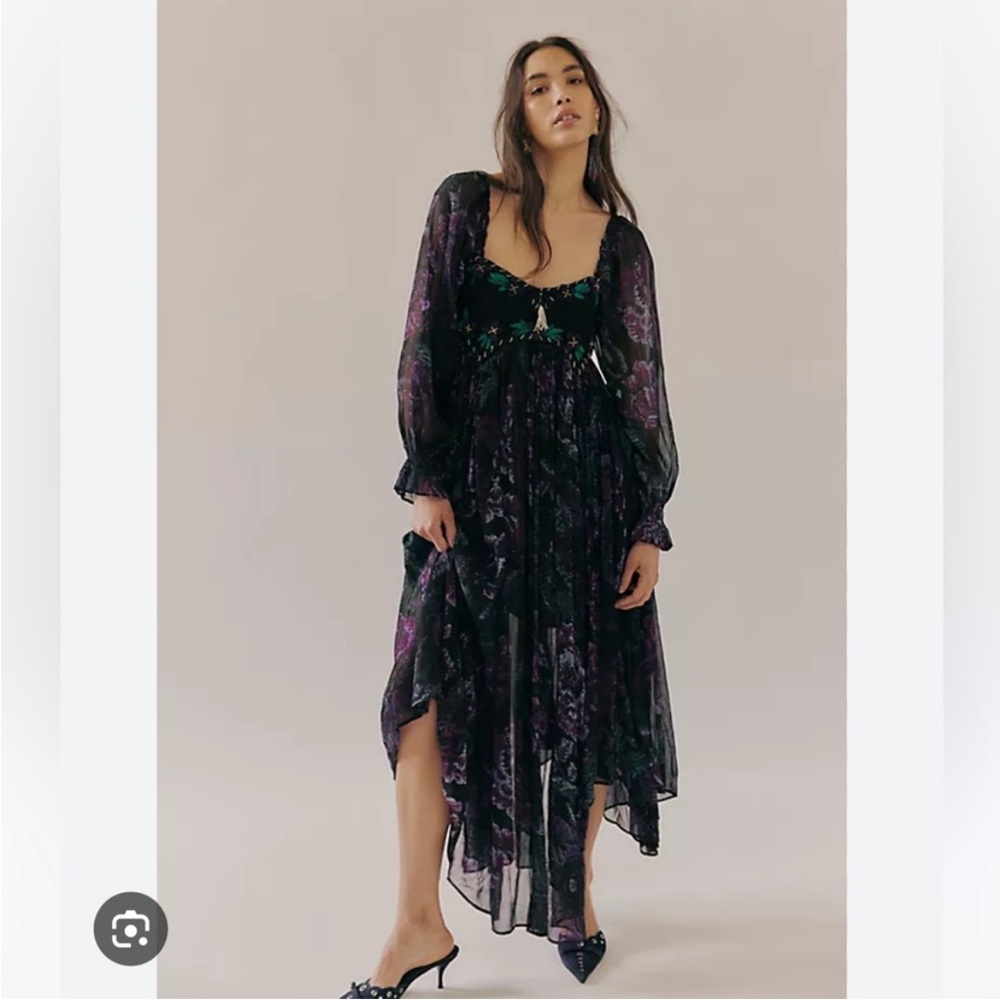▪️Free People Timeless Tapestry Embellished Babydoll Maxi Dress - Picture 3 of 14